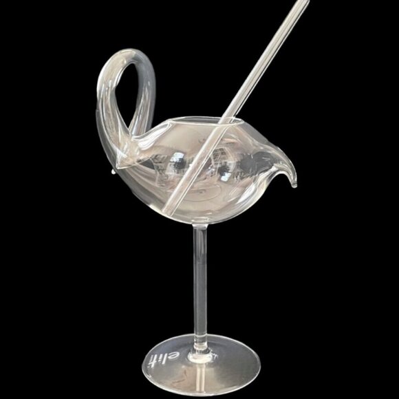 NIB Elite Eighteen Limited Edition Swan Cocktail Glass with a Glass Straw - Picture 3 of 6